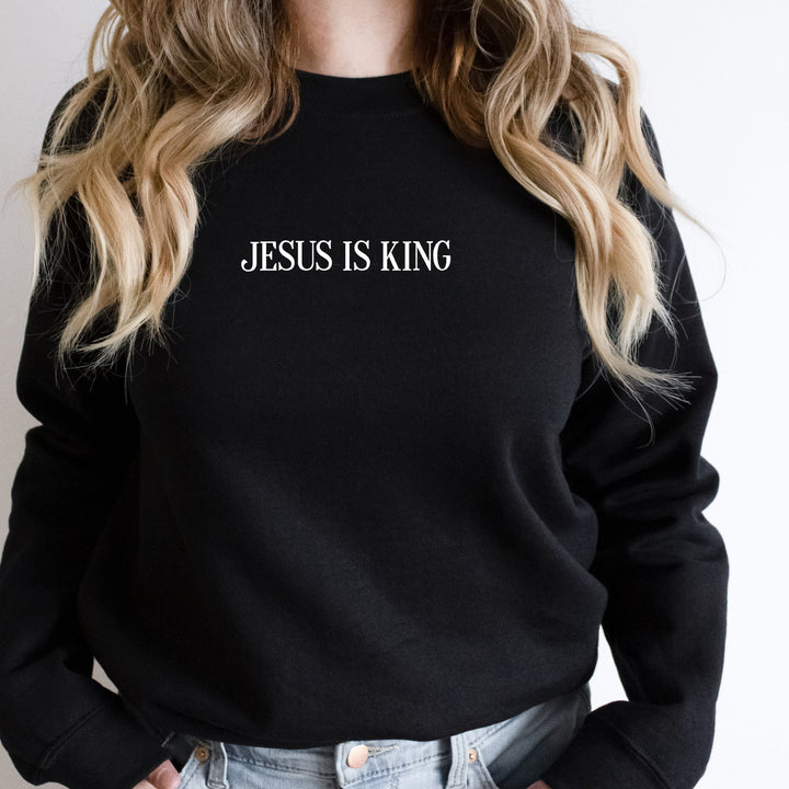 Jesus is King Embroidered Sweatshirt, Christian Based Clothing, Faith Based Apparel, Embroidered Crewneck Sweatshirt, Religious