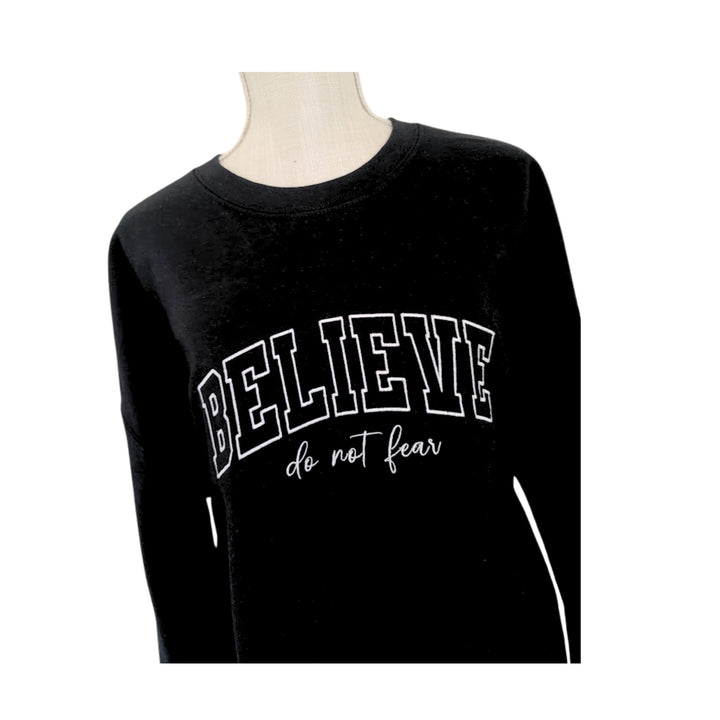 Believe Embroidered Sweatshirt, Believe, Christian Crewneck, Sweatshirt Christian Shirt Bible , Christian apparel, Verse, Embroidery